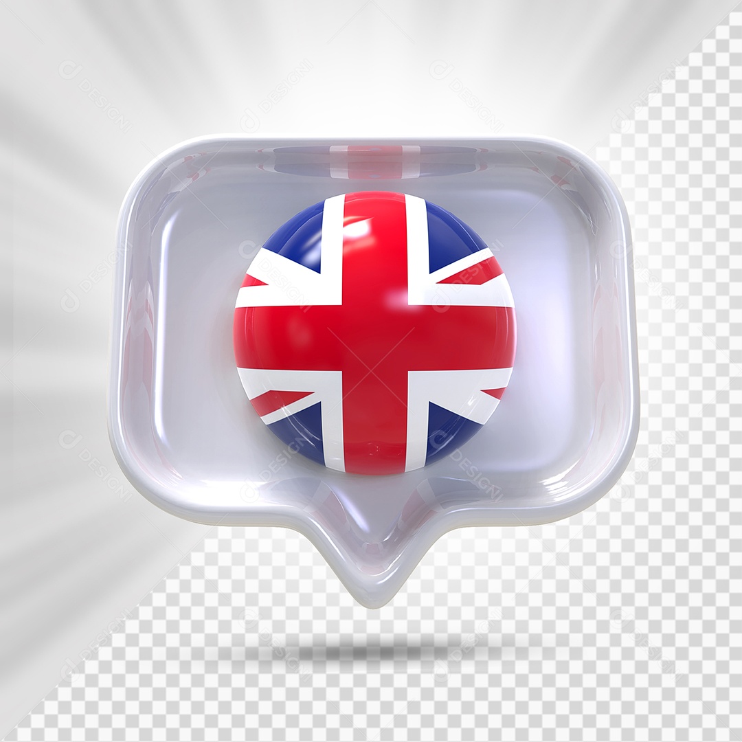 Ícone do Reino Unido Elemento 3D Cinza Para Composição PSD