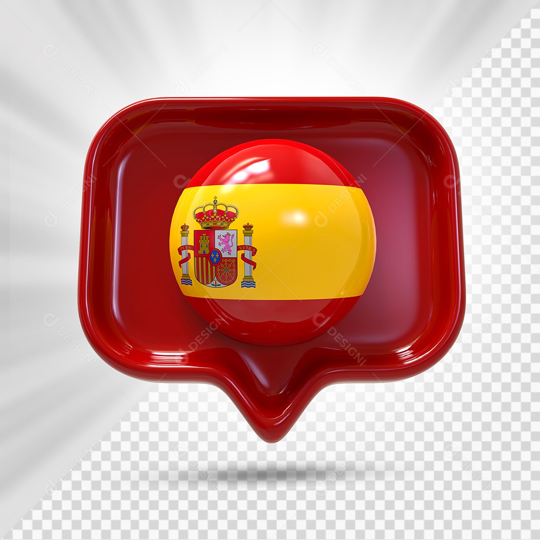 Ícone do Espanha Elemento 3D Vermelho Para Composição PSD