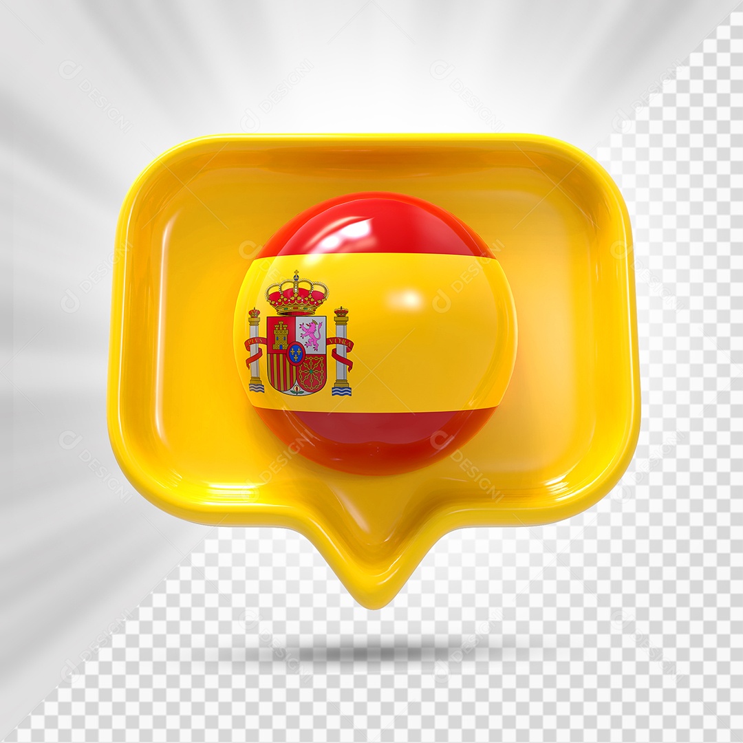 Ícone do Espanha Elemento 3D Amarelo Para Composição PSD