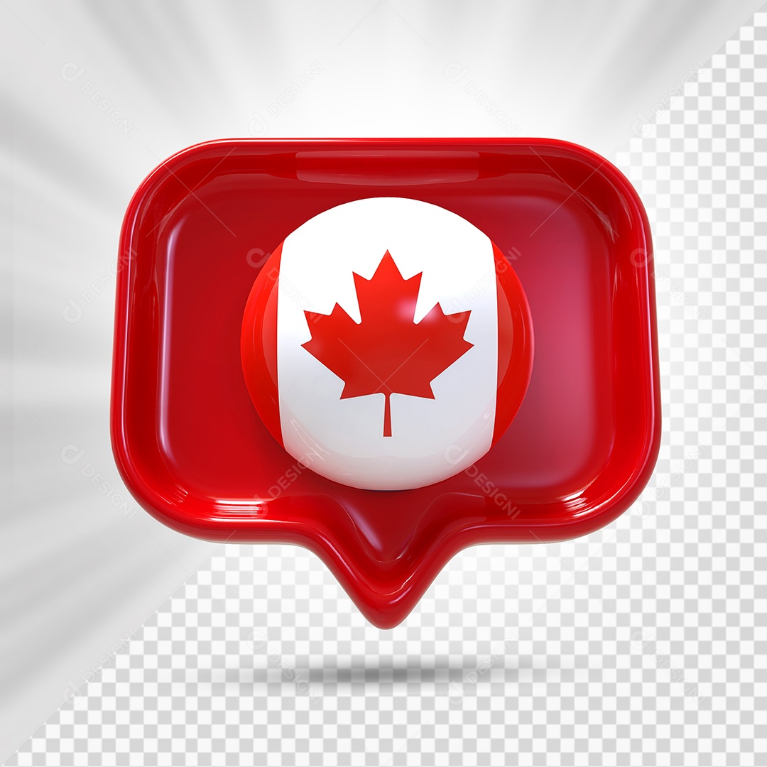 Ícone do Canadá Elemento 3D Vermelho Para Composição PSD