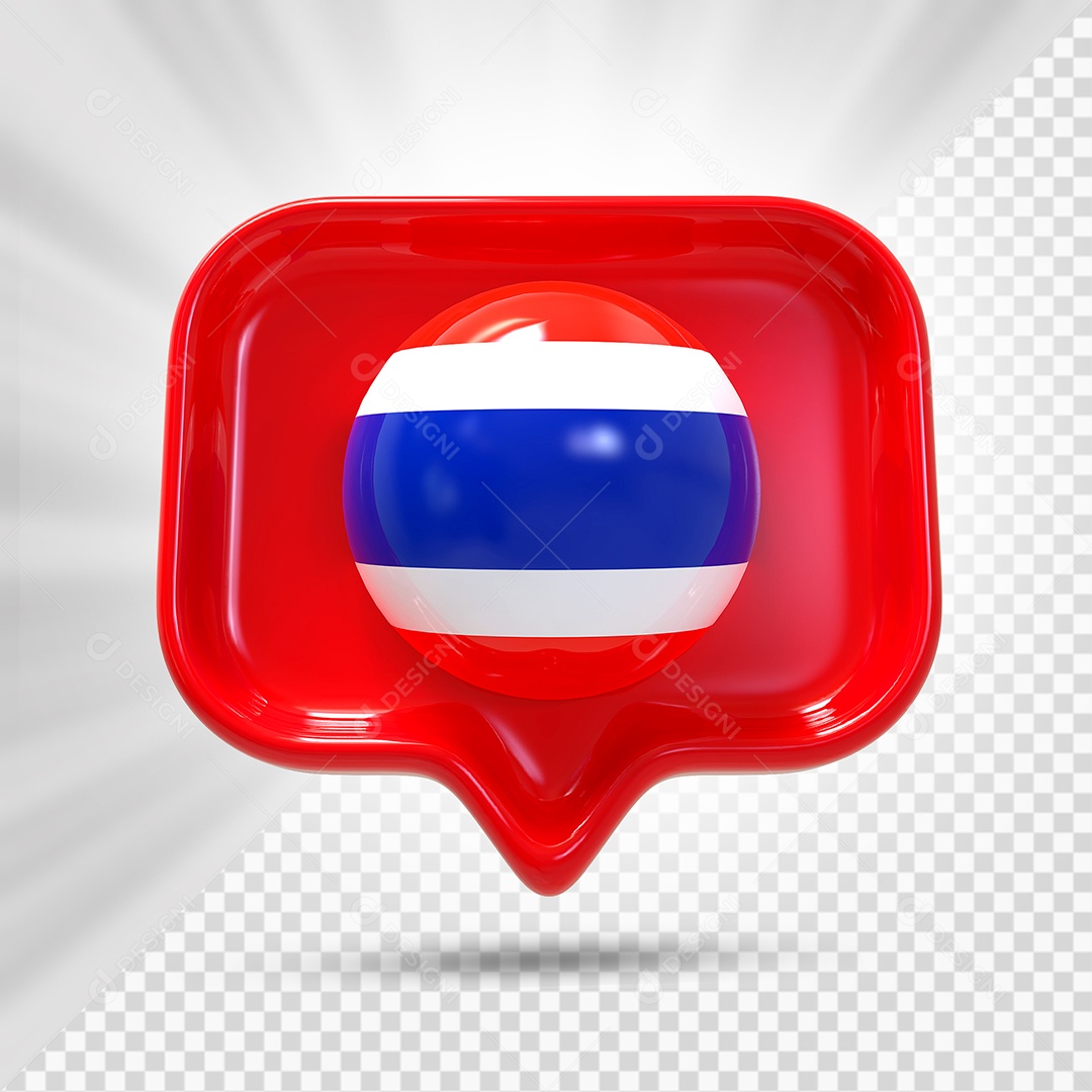 Ícone da Tailândia Elemento 3D Vermelho Para Composição PSD