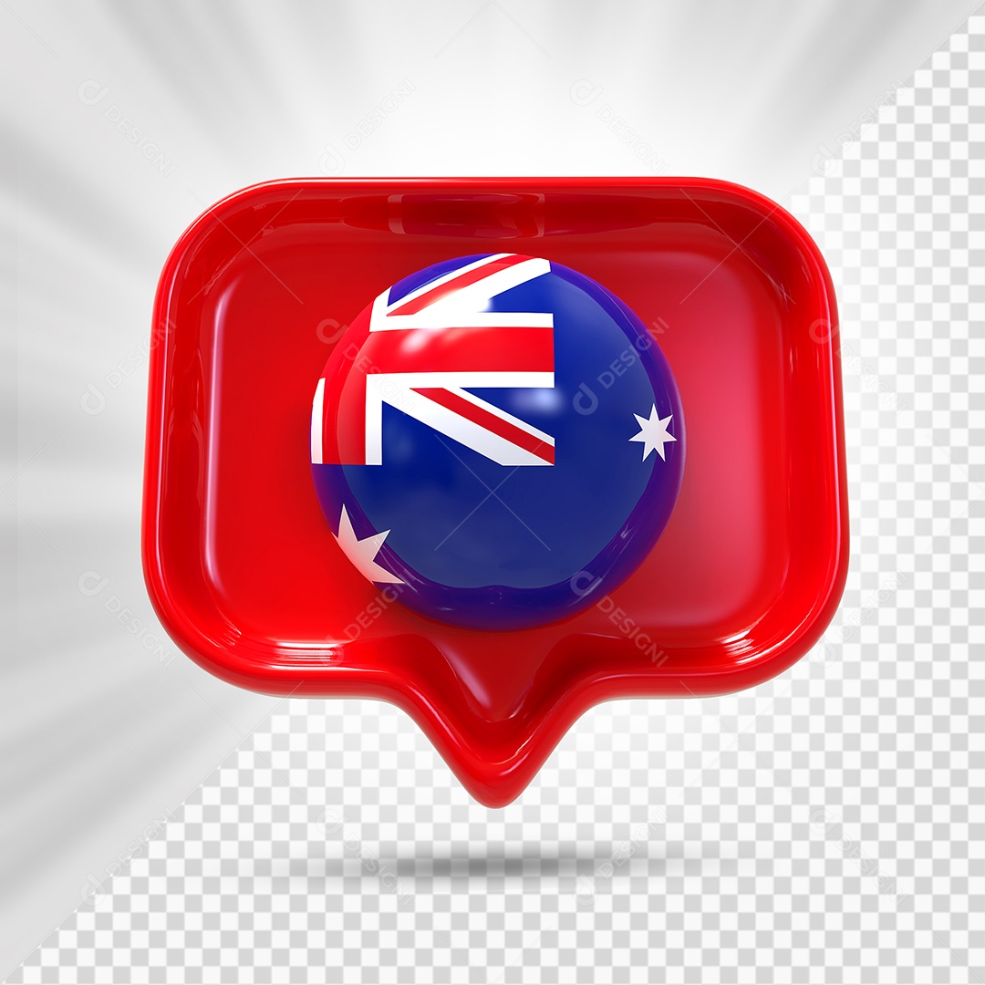 Ícone da Austrália Vermelho Elemento 3D Para Composição PSD