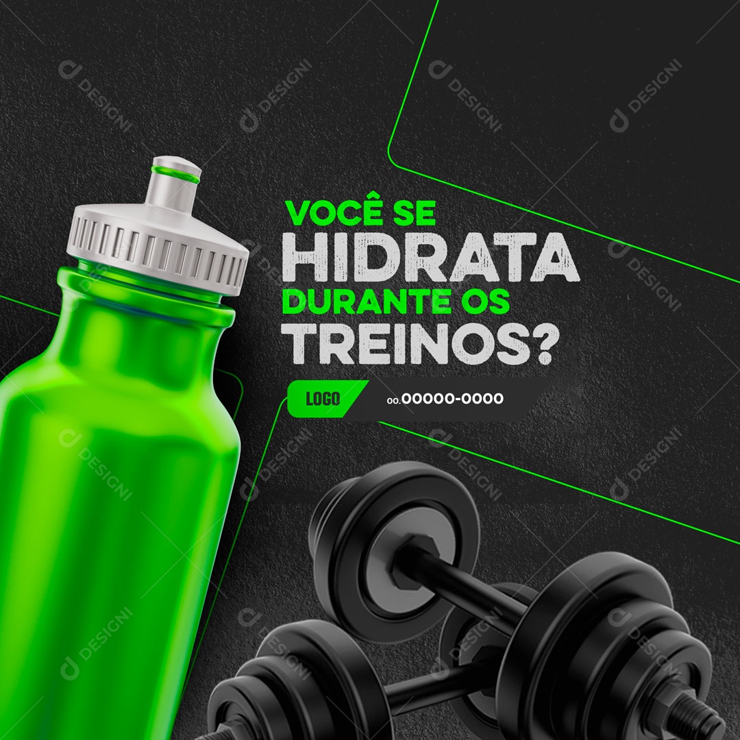 Você se Hidrata Durante os Treinos? Academia Social Media PSD Editável
