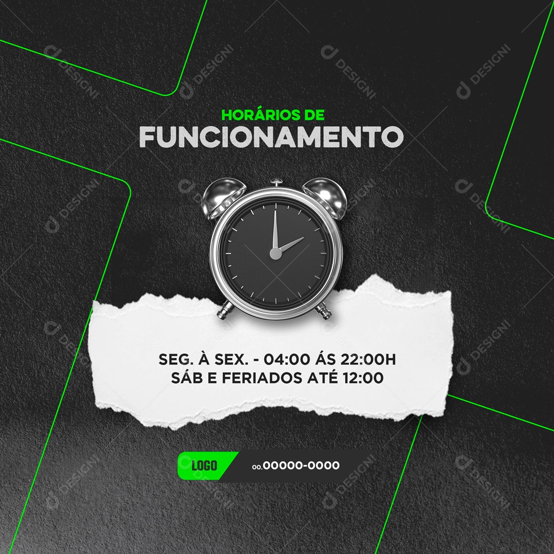 Horários de Funcionamento Academia Social Media PSD Editável