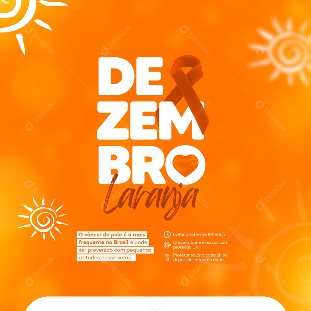 Dezembro Laranja Prevenção De Câncer De Pele Social Media PSD Editável