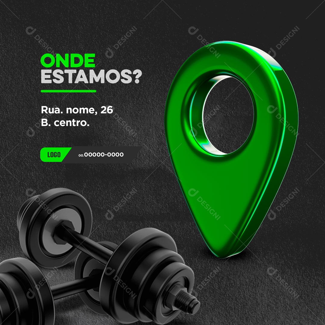 Onde Estamos Localização Academia Social Media PSD Editável