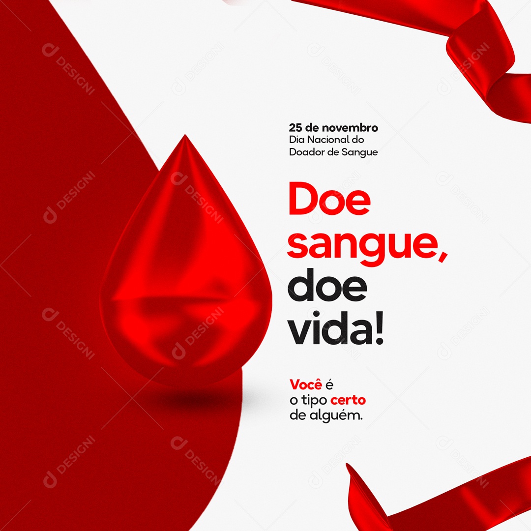 Doe Sangue e Salve Vidas Dia Nacional do Doador de Sangue Social Media PSD Editável