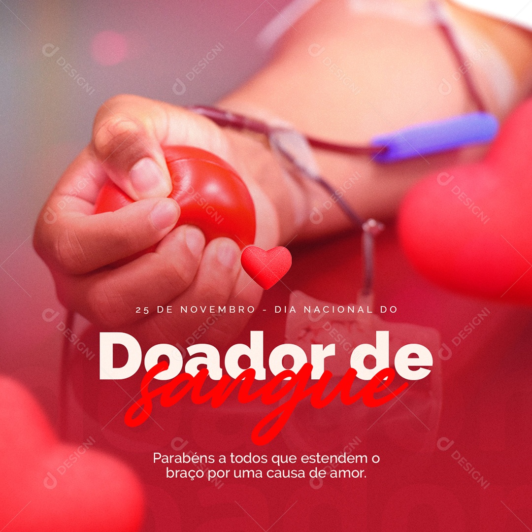 Parabéns a Todos que Estendem o Braço Dia Do Doador De Sangue Social Media PSD Editável