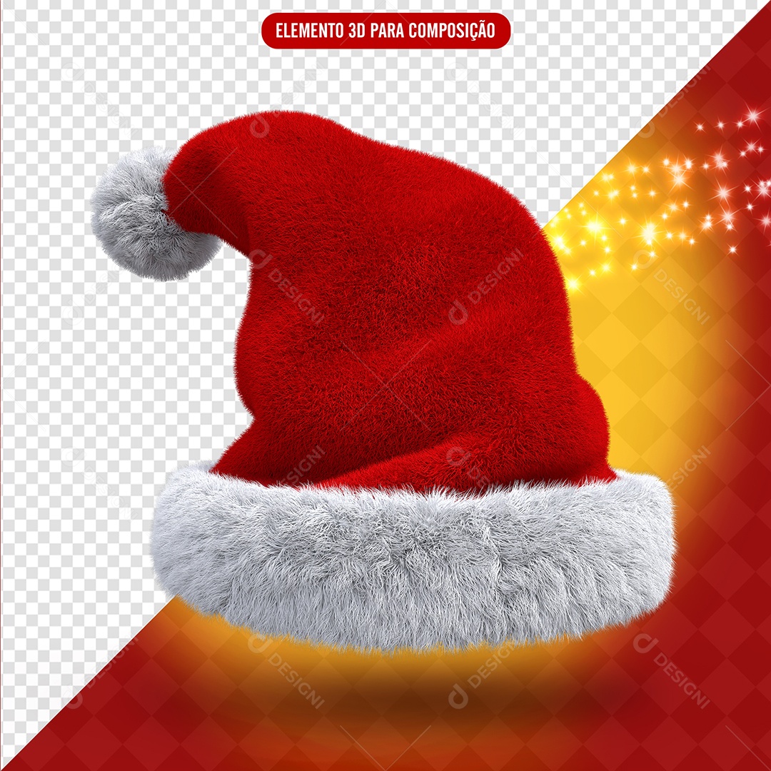 Gorro do Papai Noel Elemento 3D para Composição PSD