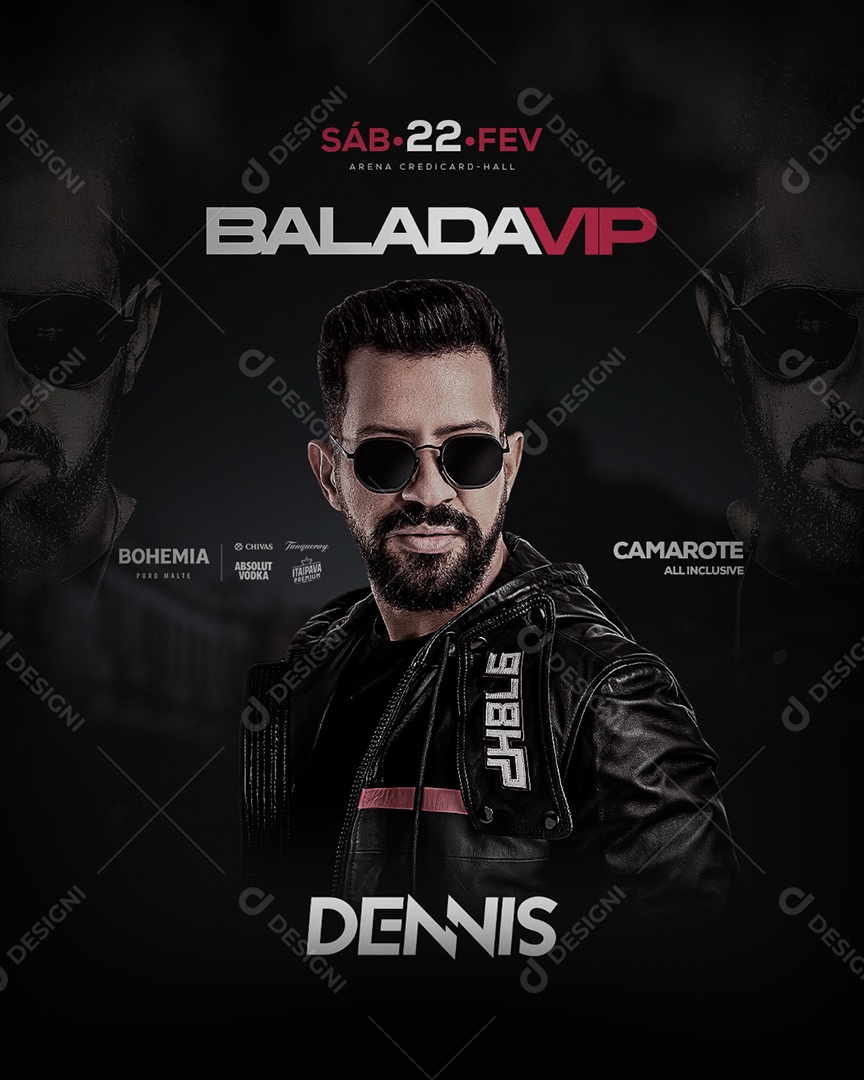 Flyer Balada Vip Dj Dennis Social Media PSD Editável