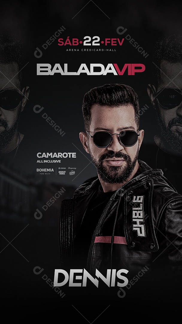 Flyer Balada Vip Dj Dennis Story Social Media PSD Editável