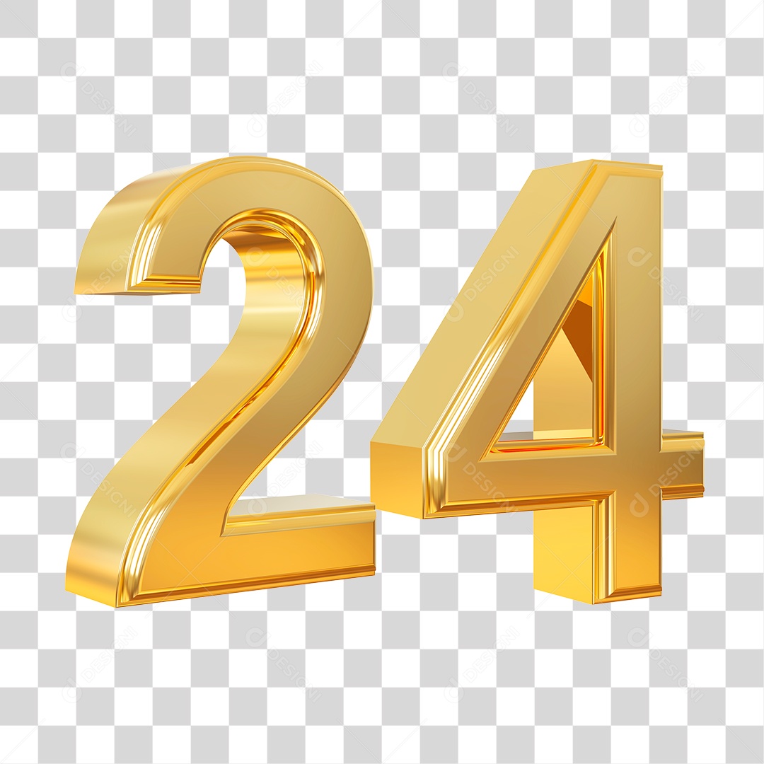 Elemento 3D Para Composição Número 24 Dourado PNG Transparente