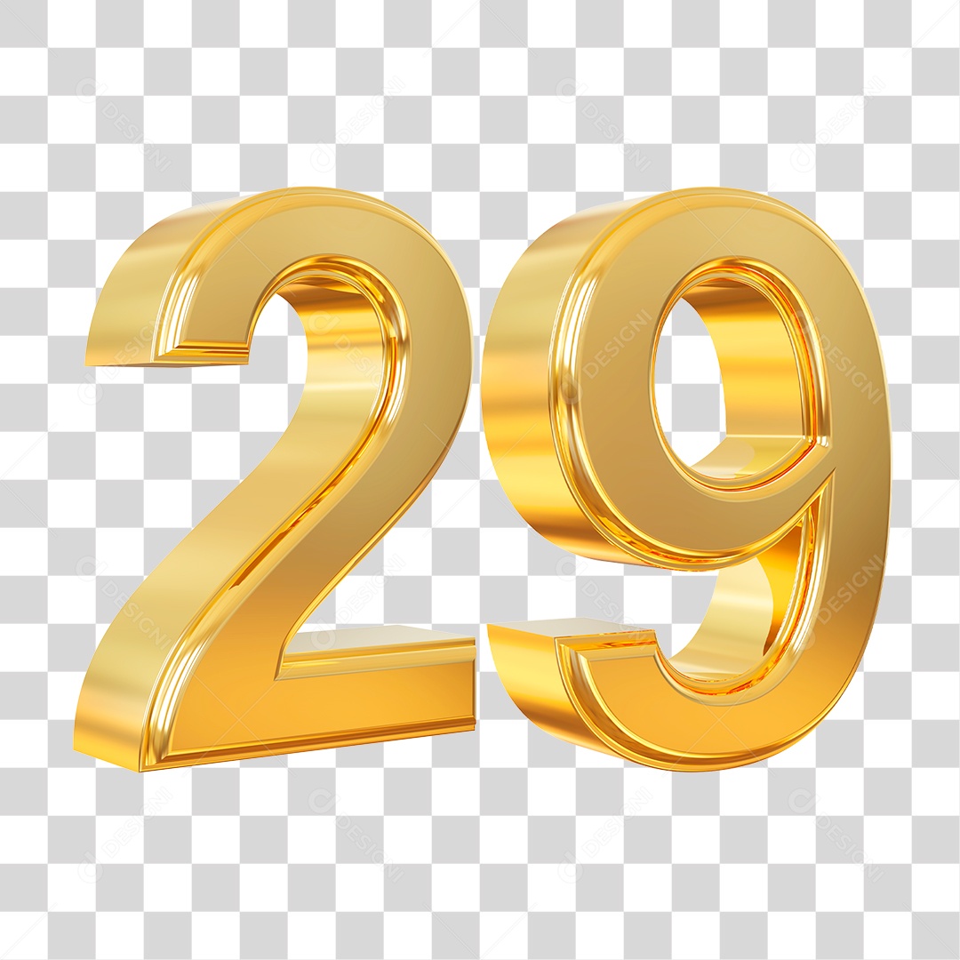Elemento 3D Para Composição Número 29 Dourado PNG Transparente