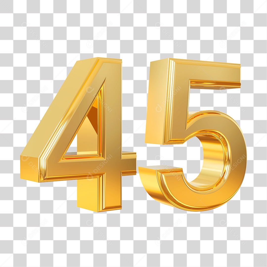 Elemento 3D Para Composição Número 45 Dourado PNG Transparente