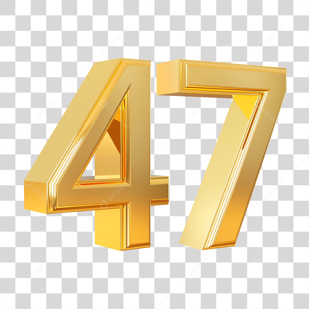 Elemento 3D Para Composição Número 47 Dourado PNG Transparente