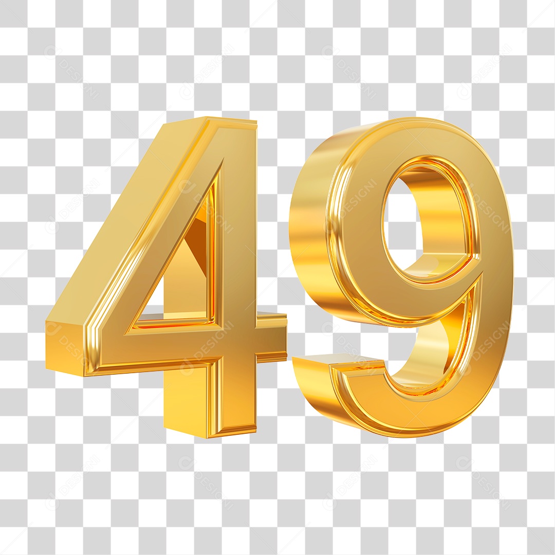 Elemento 3D Para Composição Número 49 Dourado PNG Transparente