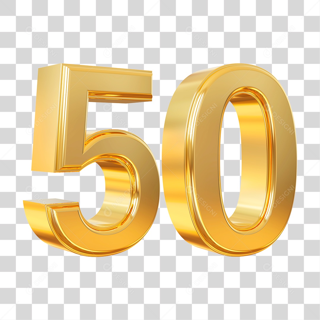 Elemento 3D Para Composição Número 50 Dourado PNG Transparente