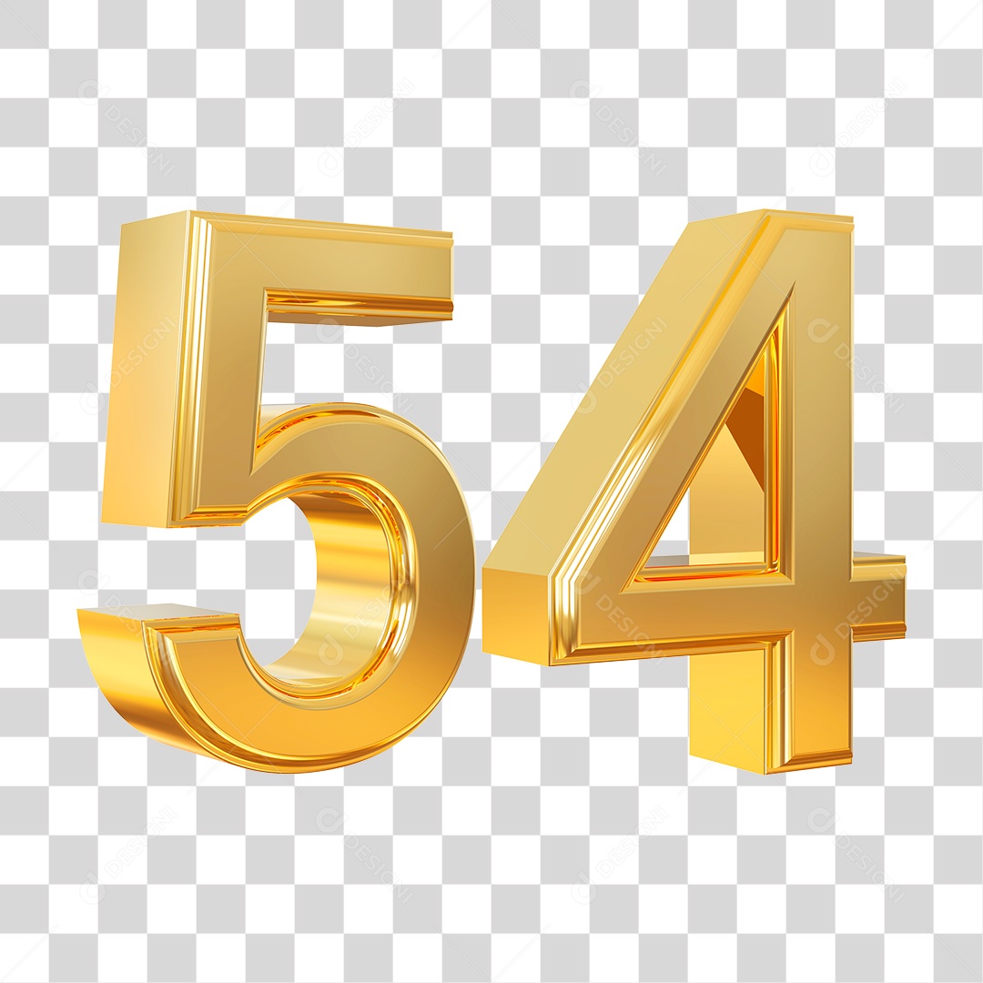Elemento 3D Para Composição Número 54 Dourado PNG Transparente