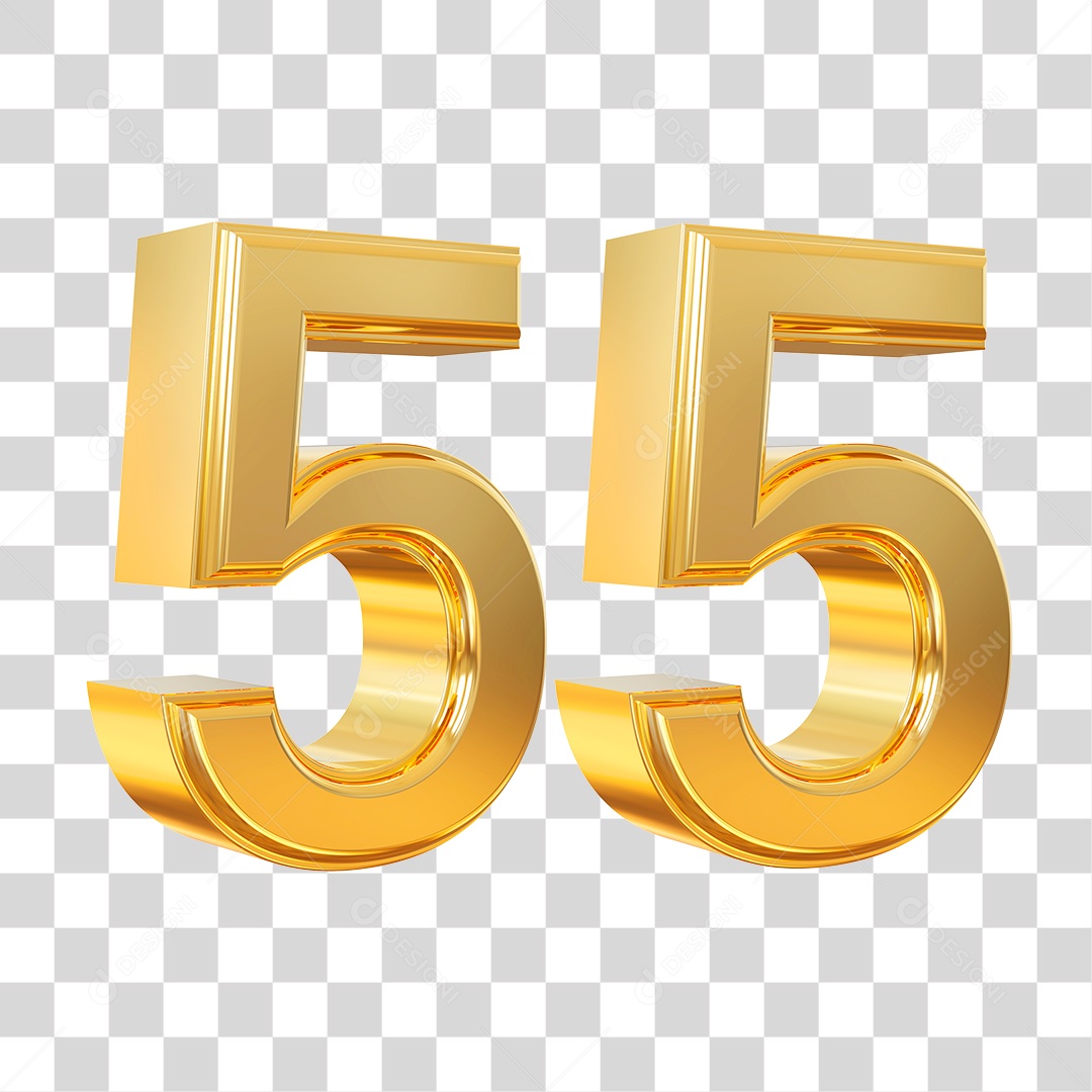 Elemento 3D Para Composição Número 55 Dourado PNG Transparente