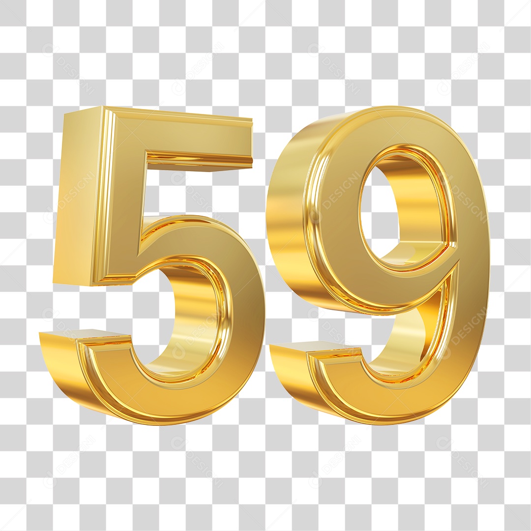 Elemento 3D Para Composição Número 59 Dourado PNG Transparente