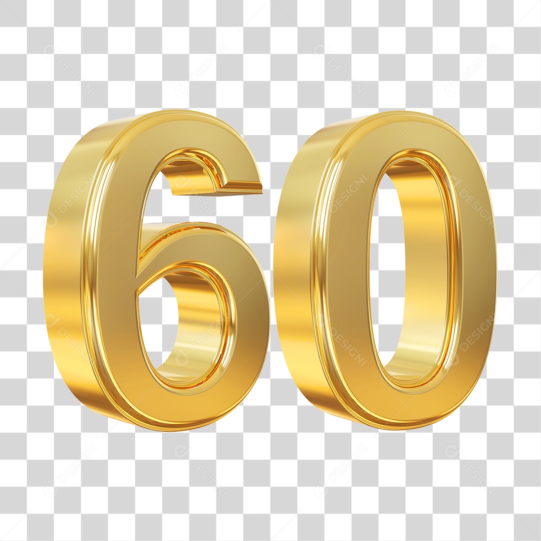 Elemento 3D Para Composição Número 60 Dourado PNG Transparente