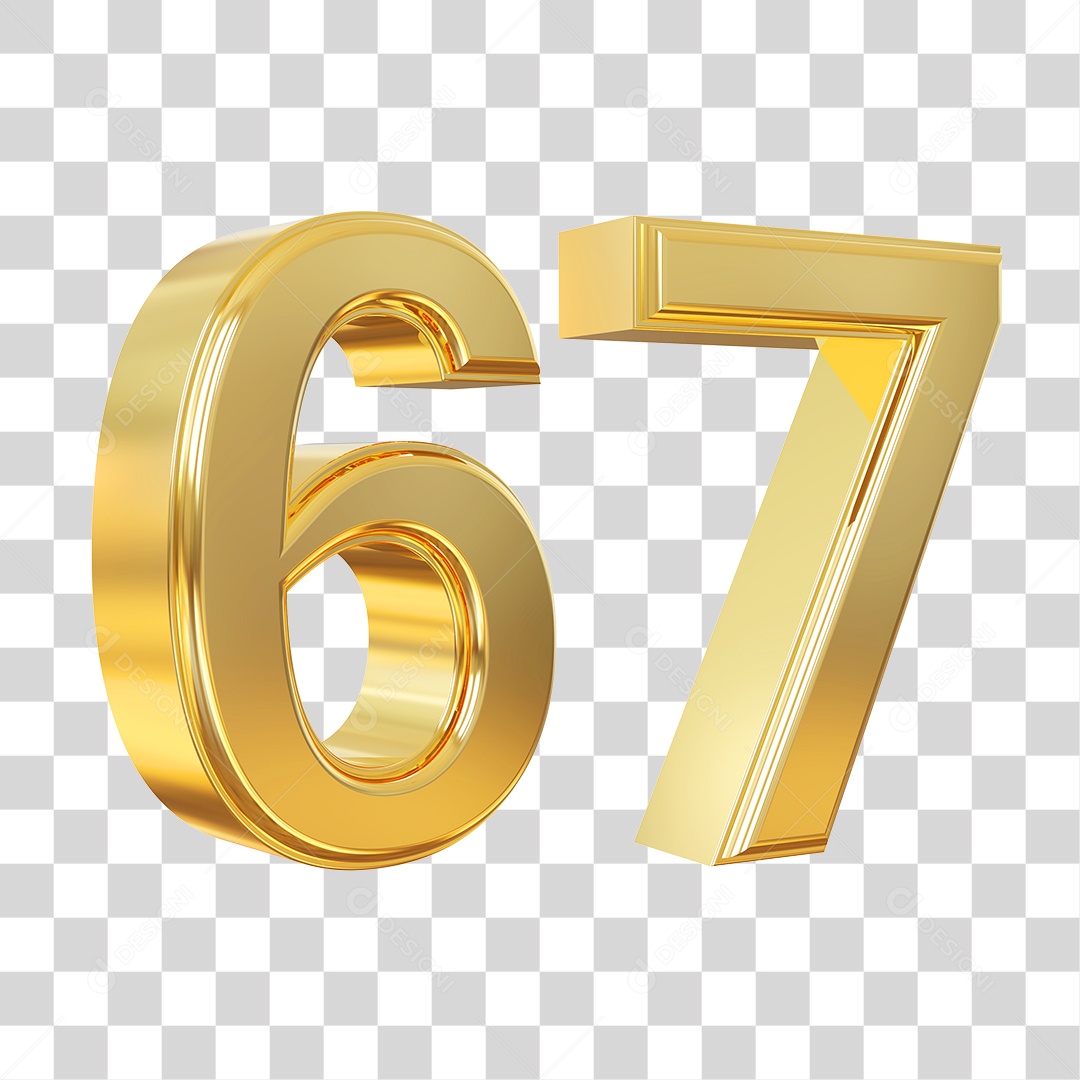 Elemento 3D Para Composição Número 66 Dourado PNG Transparente