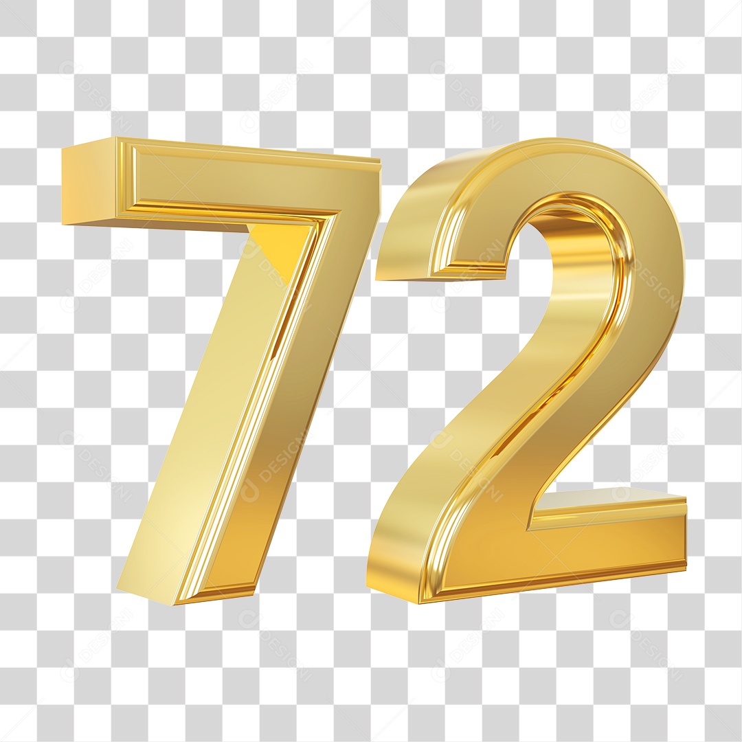 Elemento 3D Para Composição Número 72 Dourado PNG Transparente