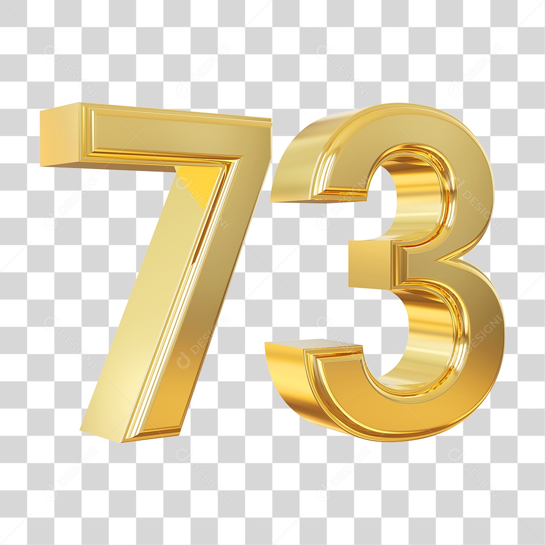 3D Element For Compositing Number 73 Golden Transparent PNG