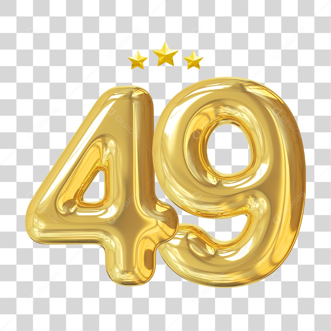Elemento 3D Para Composição Número 49 Dourado PNG Transparente