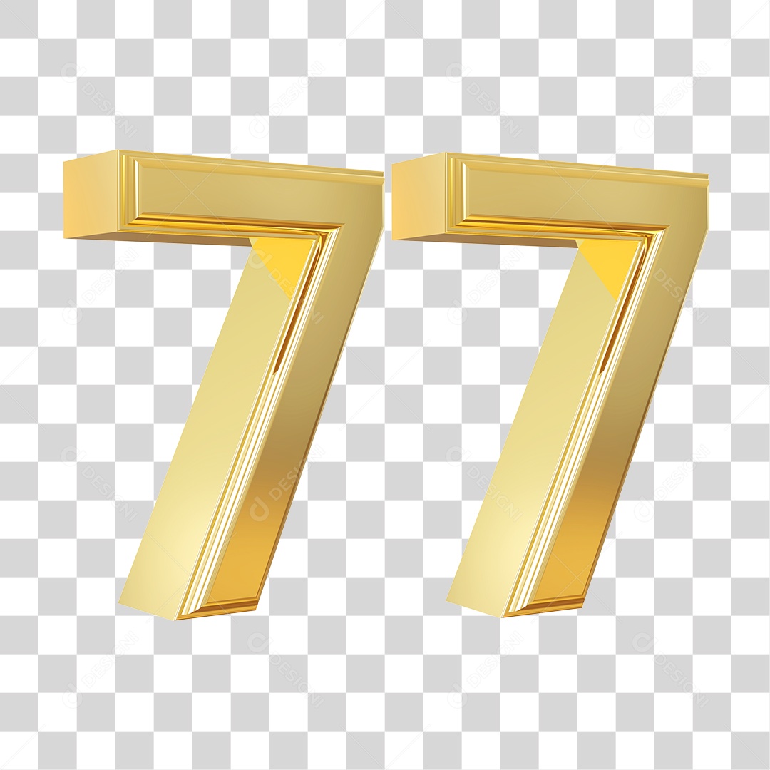 Elemento 3D Para Composição Número 77 Dourado PNG Transparente