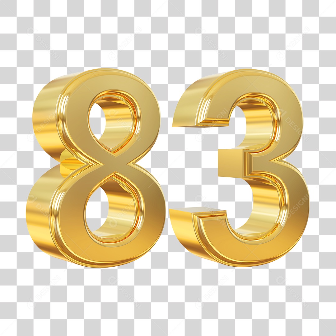 Elemento 3D Para Composição Número 83 Dourado PNG Transparente
