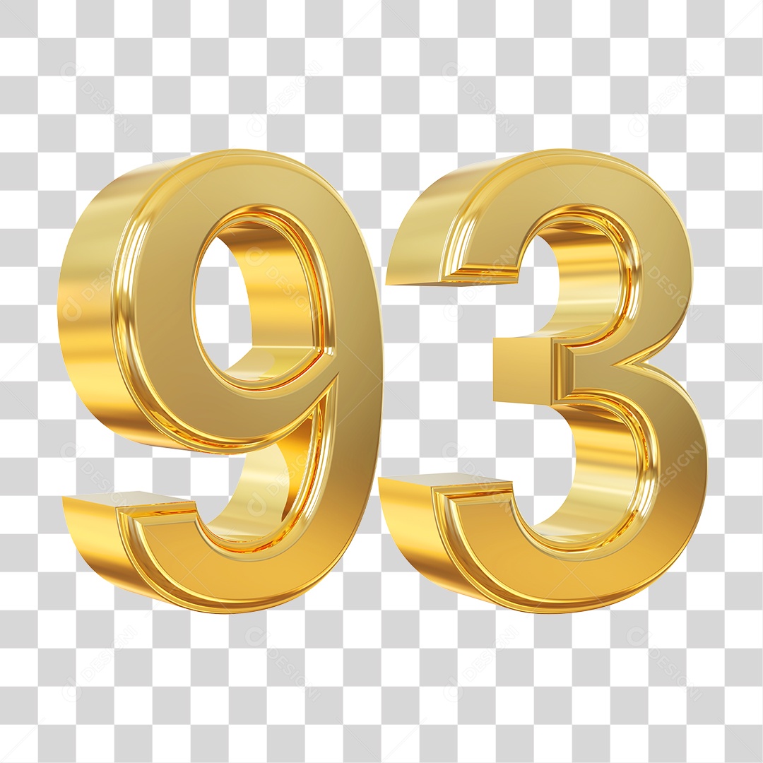 Elemento 3D Para Composição Número 93 Dourado PNG Transparente