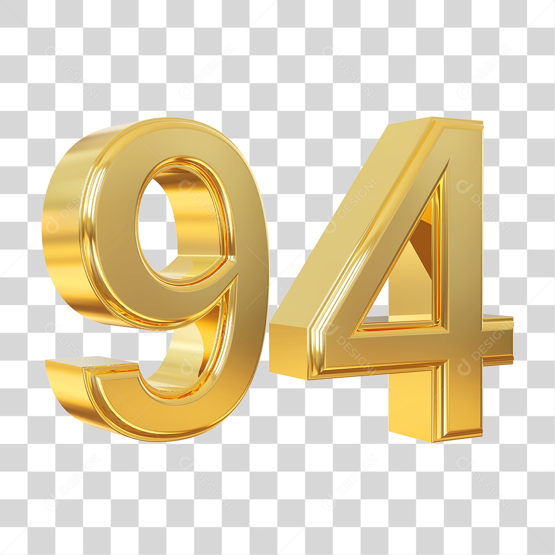 Elemento 3D Para Composição Número 94 Dourado PNG Transparente