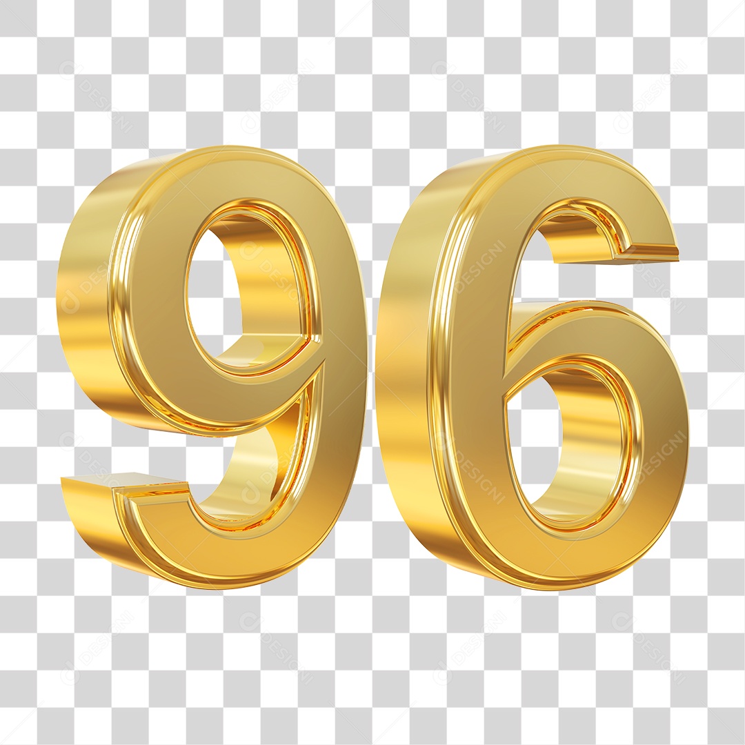Elemento 3D Para Composição Número 96 Dourado PNG Transparente