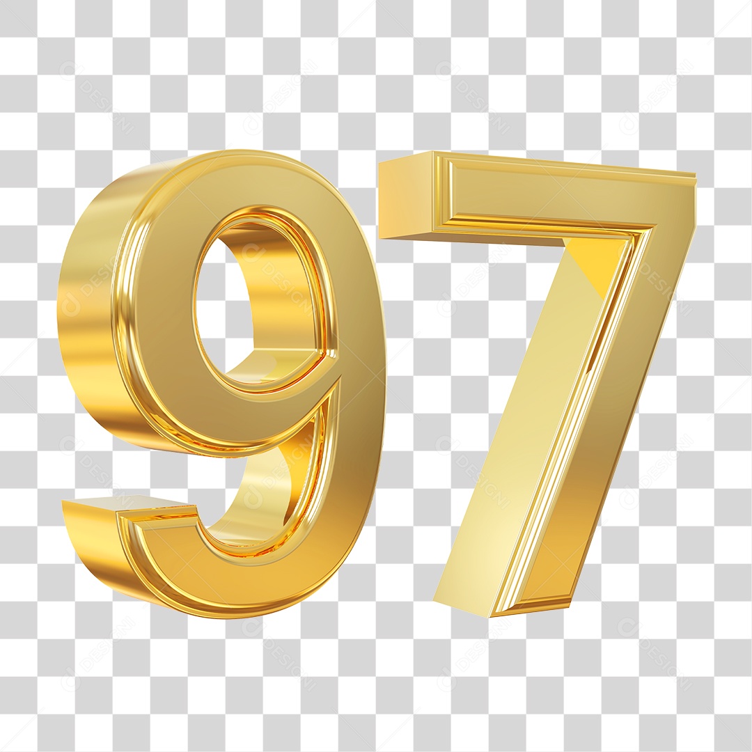 Elemento 3D Para Composição Número 97 Dourado PNG Transparente
