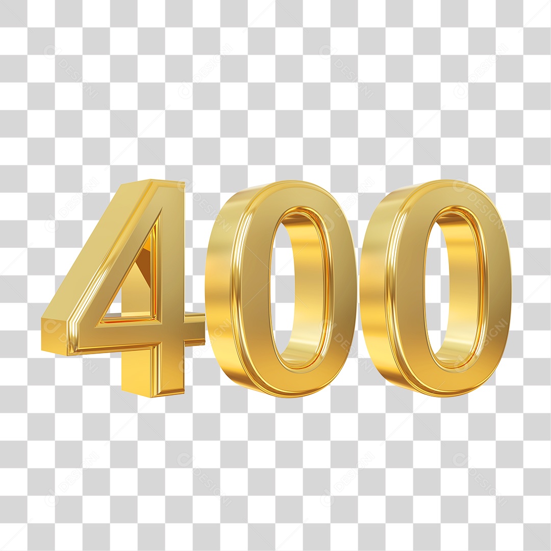Elemento 3D Para Composição Número 400 Dourado PNG Transparente