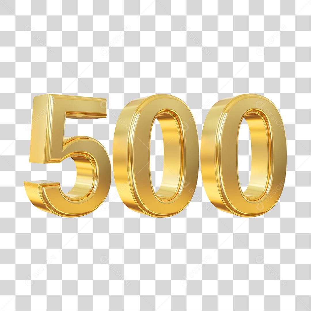 Elemento 3D Para Composição Número 500 Dourado PNG Transparente