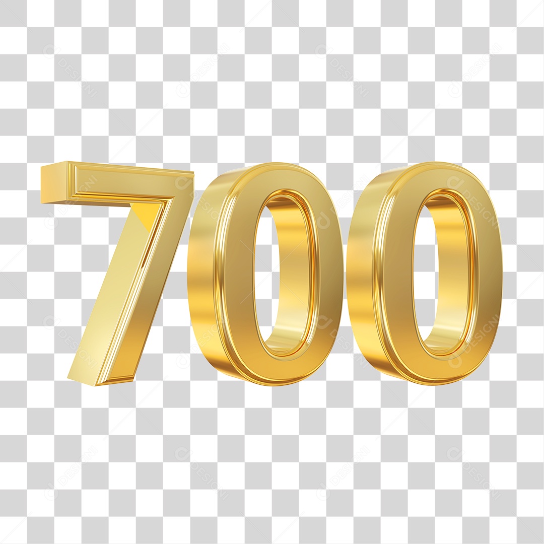 Elemento 3D Para Composição Número 700 Dourado PNG Transparente