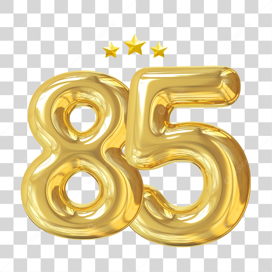 Elemento 3D Para Composição Número 85 Dourado PNG Transparente