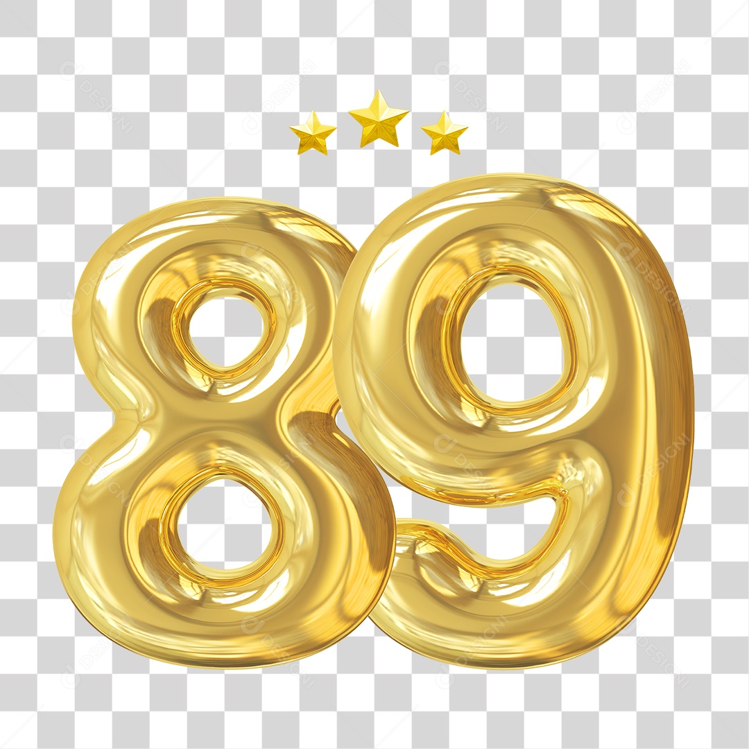 Elemento 3D Para Composição Número 89 Dourado PNG Transparente