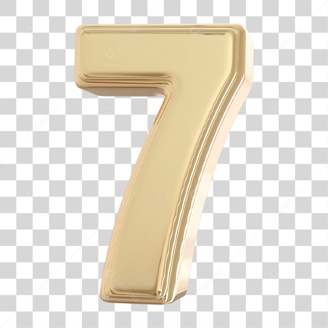 Elemento 3D Para Composição Número 7 Dourado PNG Transparente