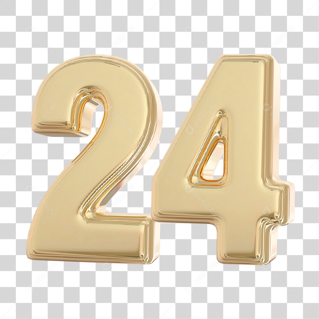 Elemento 3D Para Composição Número 24 Dourado PNG Transparente