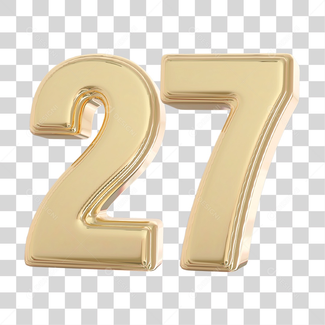 Elemento 3D Para Composição Número 27 Dourado PNG Transparente