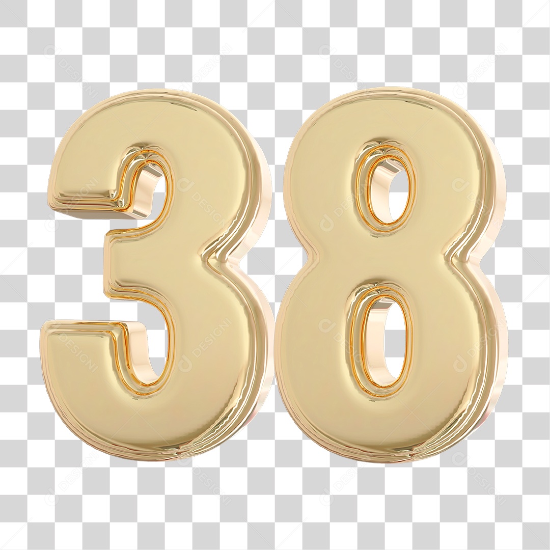 Elemento 3D Para Composição Número 38 Dourado PNG Transparente