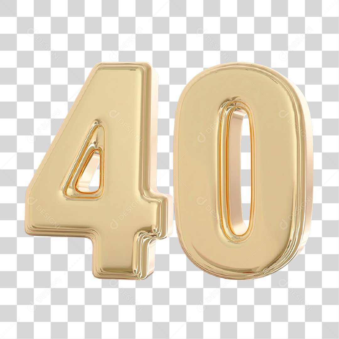 Elemento 3D Para Composição Número 40 Dourado PNG Transparente