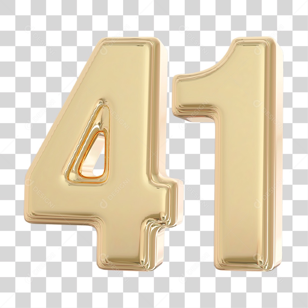Elemento 3D Para Composição Número 41 Dourado PNG Transparente