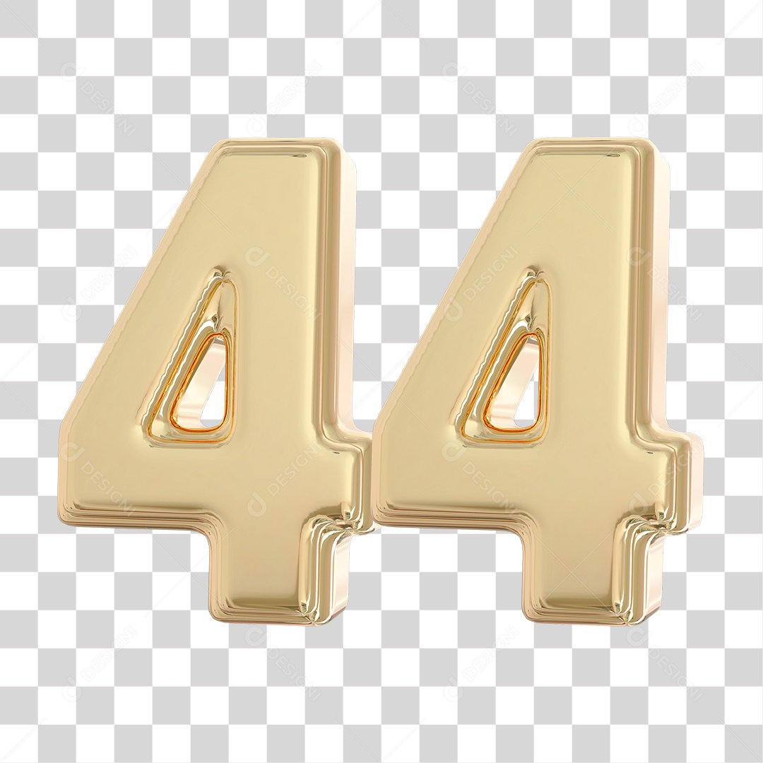 Elemento 3D Para Composição Número 44 Dourado PNG Transparente