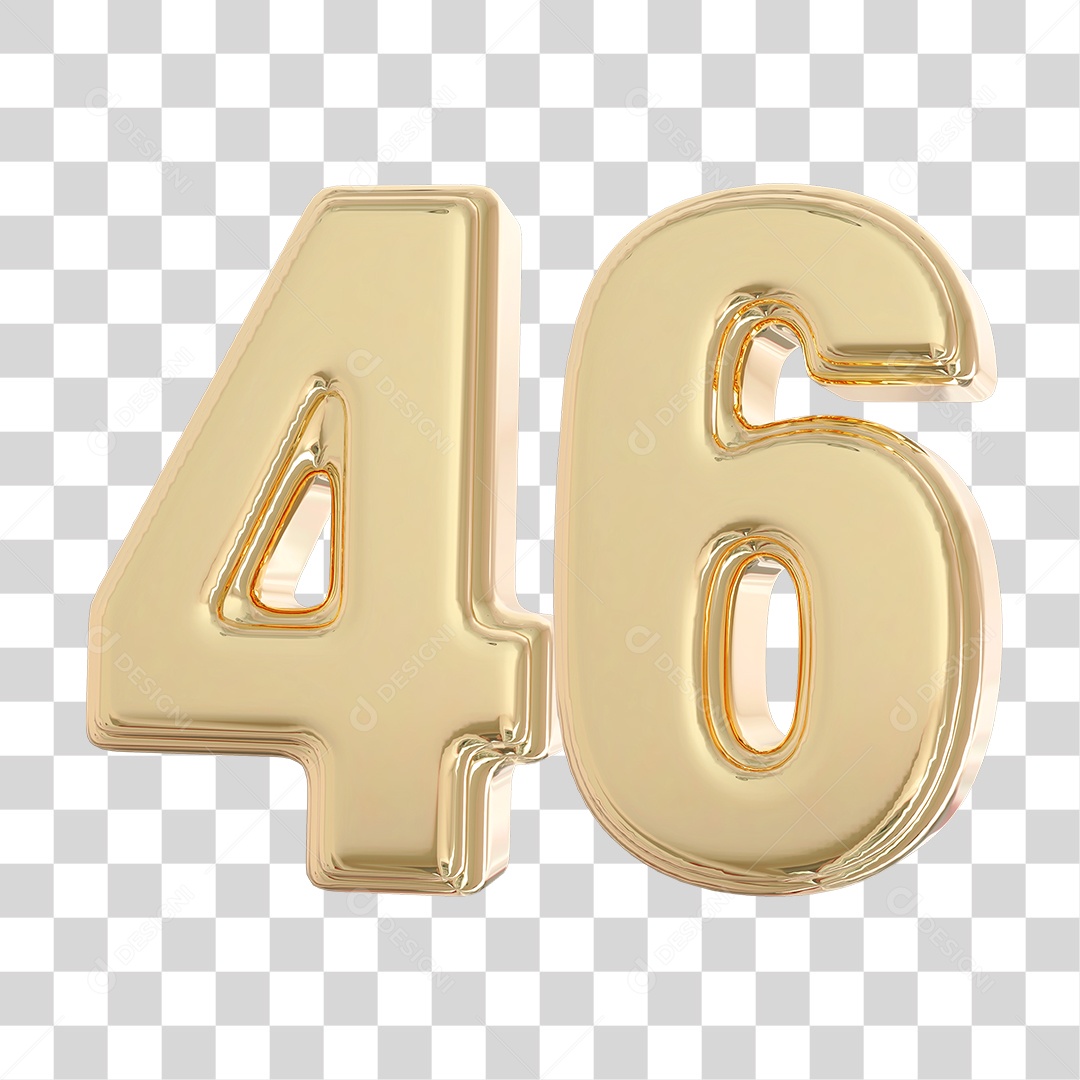 Elemento 3D Para Composição Número 46 Dourado PNG Transparente