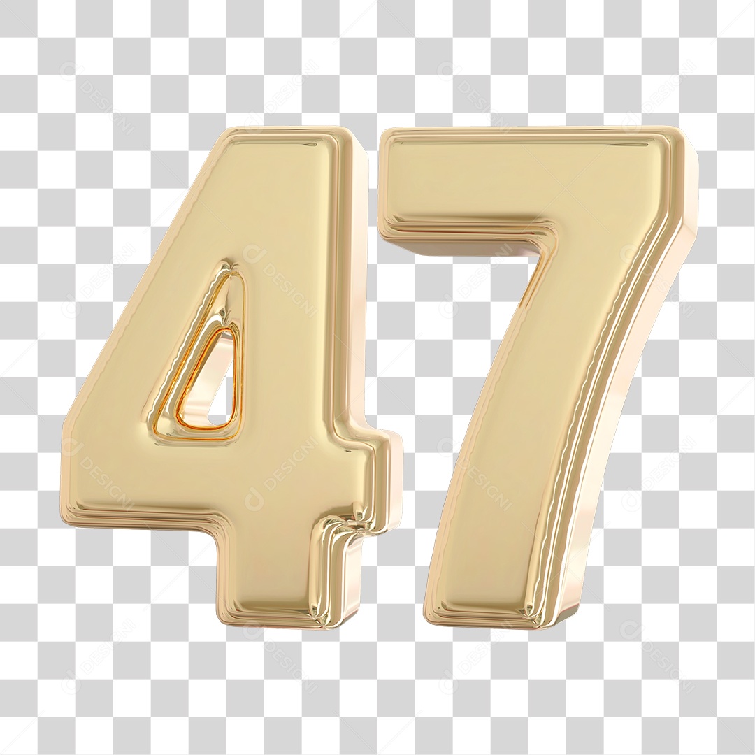 Elemento 3D Para Composição Número 47 Dourado PNG Transparente