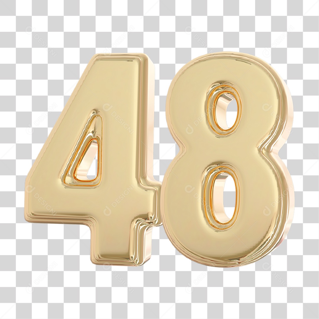 Elemento 3D Para Composição Número 48 Dourado PNG Transparente